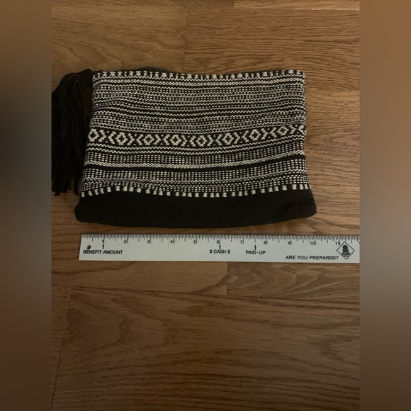 Lucky brand woven tote with matching pouch black and white - Picture 8 of 9